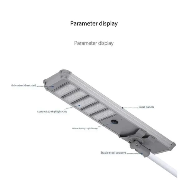 All-in-One Solar Street Light A04 - A04 Model IP65 Solar Powered - Urban Road, Parking Lot & Park Area Lighting (Photo 7 of 9)