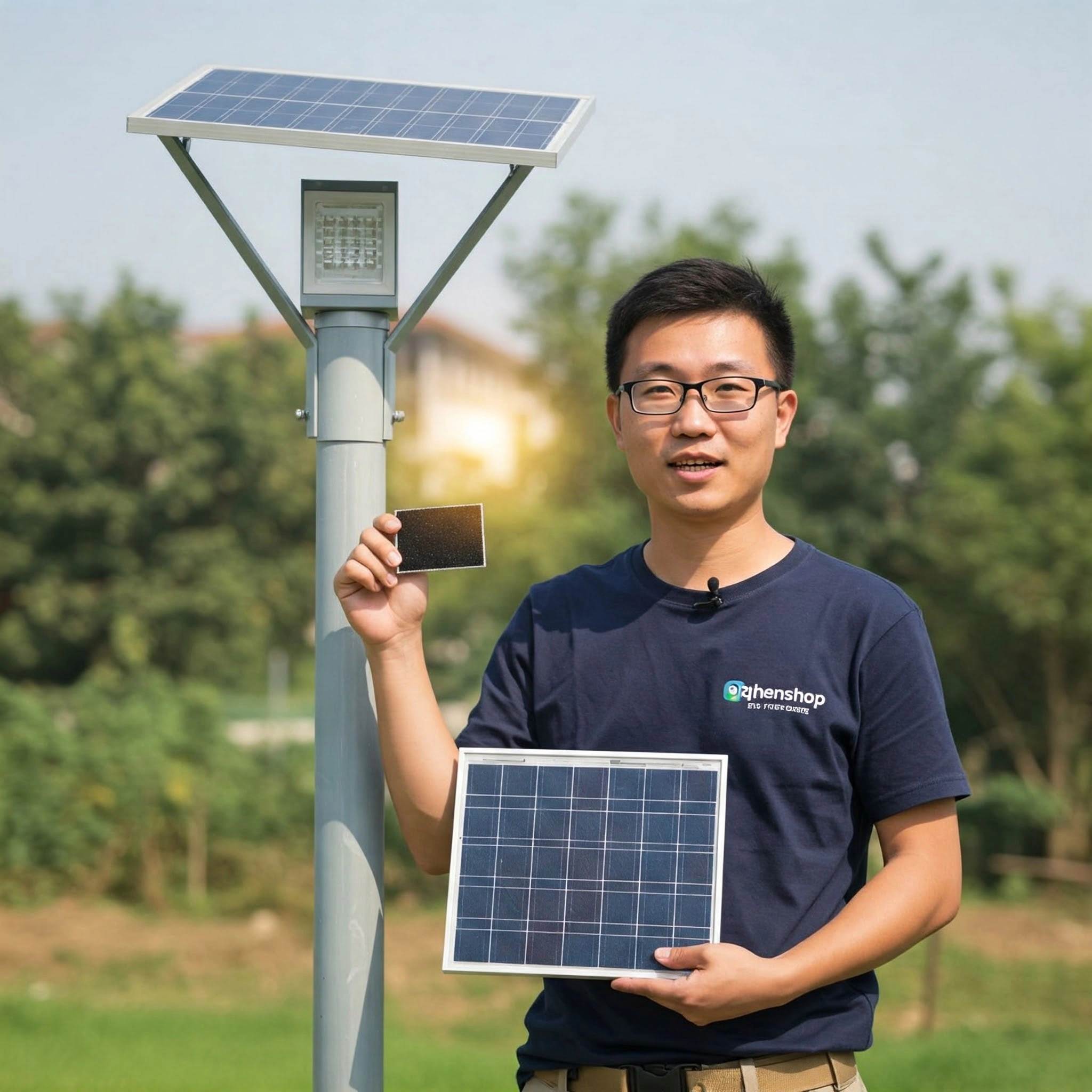Cost-effective solar street lighting design with solar panel and LED